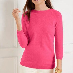 TALBOTS Audrey Cashmere Sweater Petite S Hot Pink *LIKE NEW*